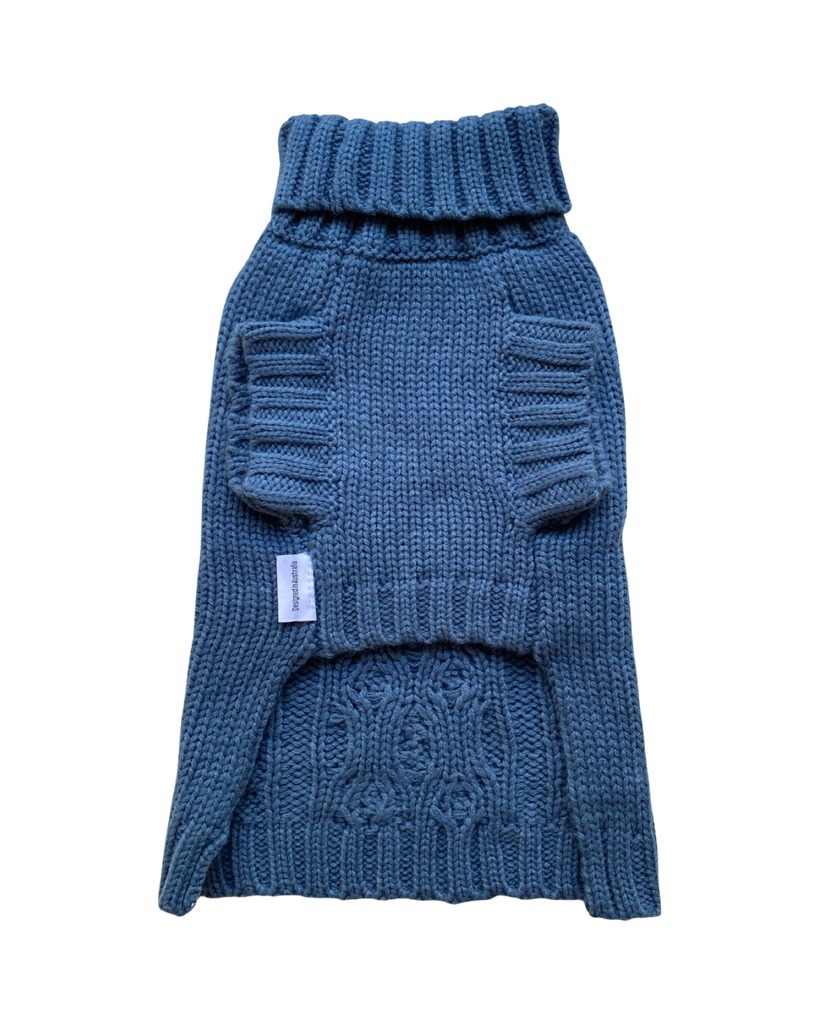 The Coco Cable Dog Sweater - Blue