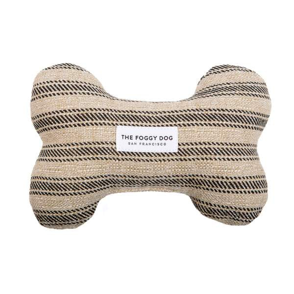 Ticking Stripe Black Squeaky Bone Toy