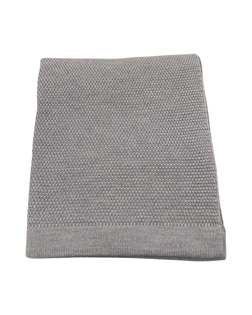 100% Merino Moss Stitch Blanket - Silver