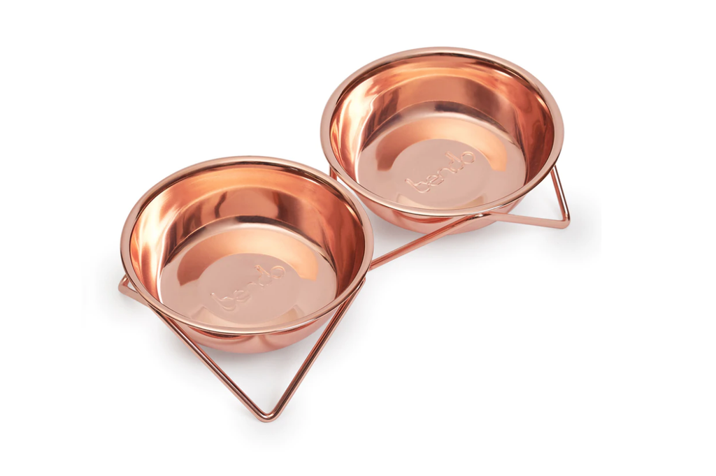 Meow Meow Double Cat Bowl - Copper/Copper