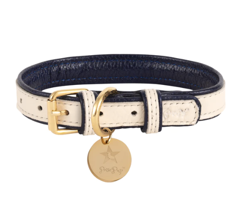Hot Marine Fine Italian Leather Collar by Poise Pup