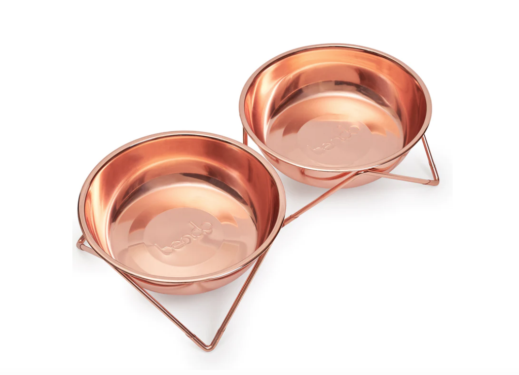 Woof Woof Double Dog Bowl - Copper Base/Cooper Bowls