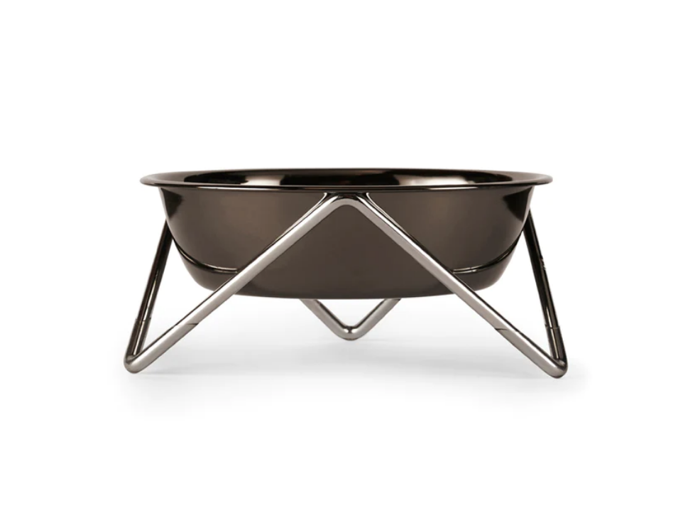 Luxe Meow Cat (or Mini Woof) Bowl - Chrome Base/Nickel Bowl
