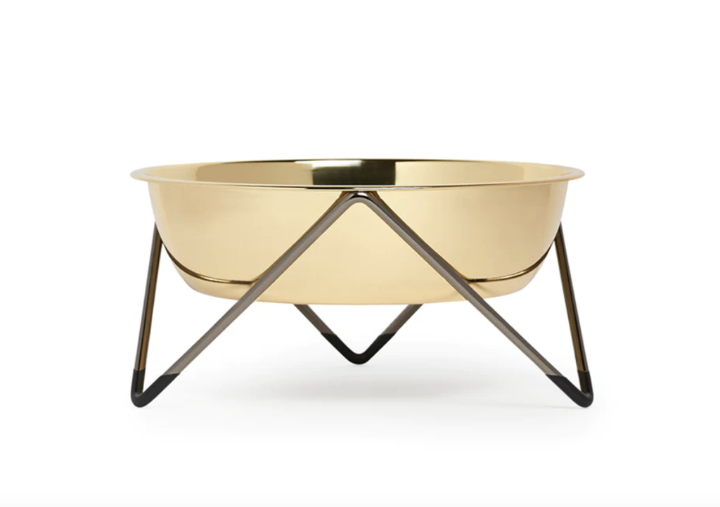 Luxe Woof Bowl - Nickel Base/Gold Bowl
