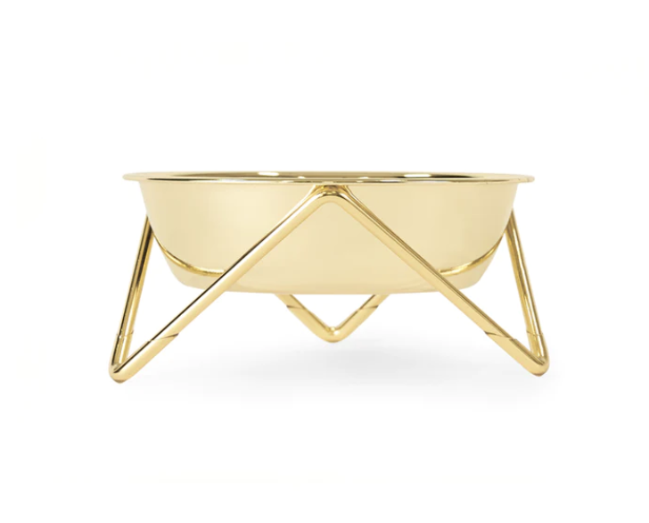 Luxe Meow Cat Bowl - Gold/Gold