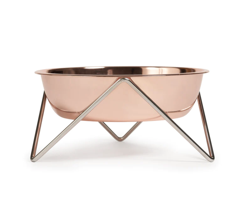 Luxe Woof Bowl - Chrome Base/Copper Bowl
