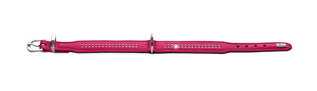 Nappa Leather Diamond Collar - Pink dog collar by Hunter