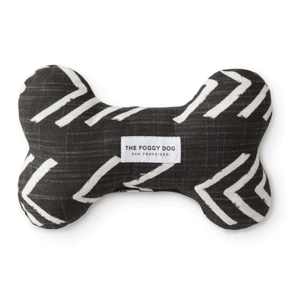 Modern Mud Cloth Black Squeaky Bone Toy