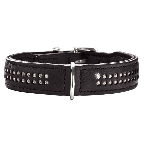 Black coloured Elk Leather Diamond Collar