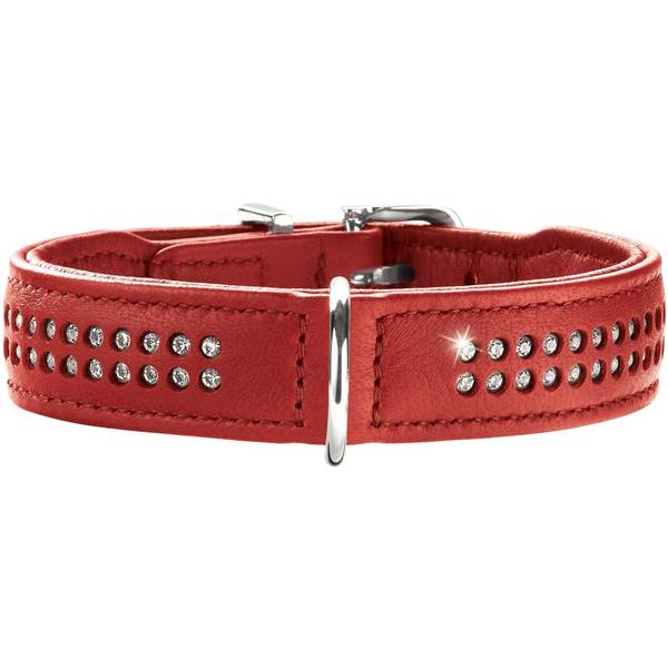 Chilli coloured Elk Leather Diamond Collar